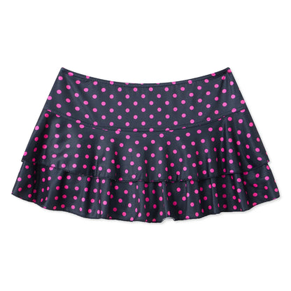 Fashion Summer Mini Skirt Women Dots Print Side Ties Low Waist A Line Skirts for Parties and Casual Wear