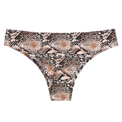 Ice Silk Seamless Snake Leopard Women Panties Sexy G String Thong Underwear T Back Girls Briefs Fitness Lingerie Plus Size M-XXL