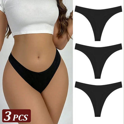 3-Piece Seamless Thong Panty Set – Soft Cotton Women&