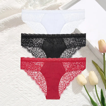 Premium Seamless Lace Briefs for Women – 3-Piece Set