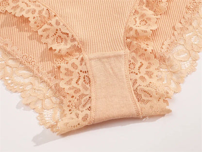 Comfortable Cotton Lace Panties for Women – 4-Piece Set, S–XL