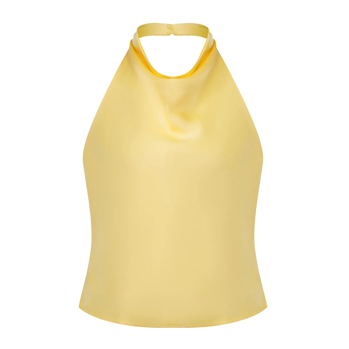Women Summer Halter Neck Vest Sleeveless Open Back Solid Color Satin Tank Tops