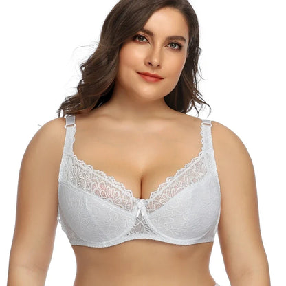 Plain Lace Bra for Woman Plus Size Bra with Wire no Foam Full Cup Lingerie 34E 36E 38D 38E 40D 40E 42D 42E 44E 46E 48E-6003