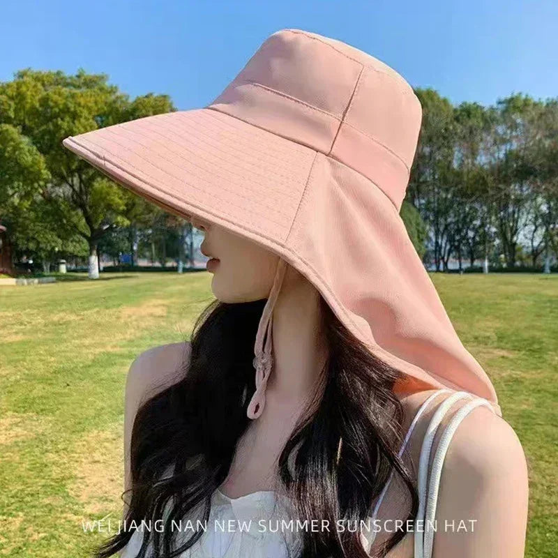 New summer ponytail hat with large brim sun visor women&