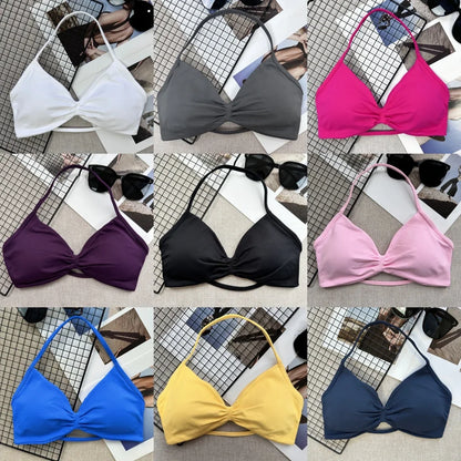 Seamless Sexy Open Back Gym Yoga Crop Top Women Halter Sports Bra Push Up Strappy Padded Workout Tank Tops
