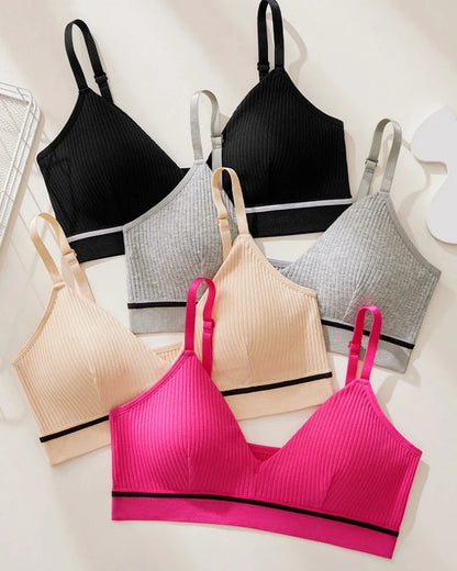 Women Cotton Tube Tops Wire Free Bra Solid Color Adjusted Straps Lingerie Breathable Underwear Push Up Tube Bra Cropped Top