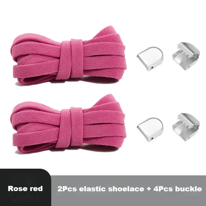 1 Pair Flat Elastic No-Tie Shoe Laces for Sneakers Tennis Shoes Quick Clip-On Shoelaces Accessories for Kids &amp; Adults