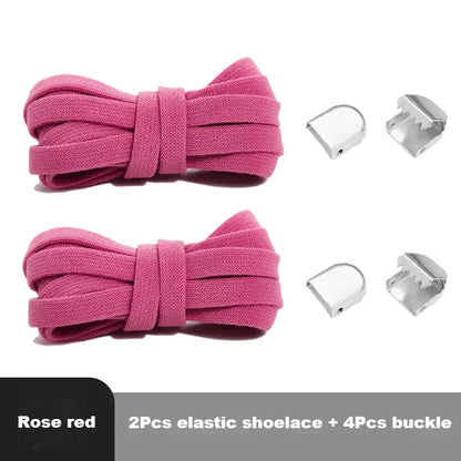 1 Pair Flat Elastic No-Tie Shoe Laces for Sneakers Tennis Shoes Quick Clip-On Shoelaces Accessories for Kids &amp; Adults