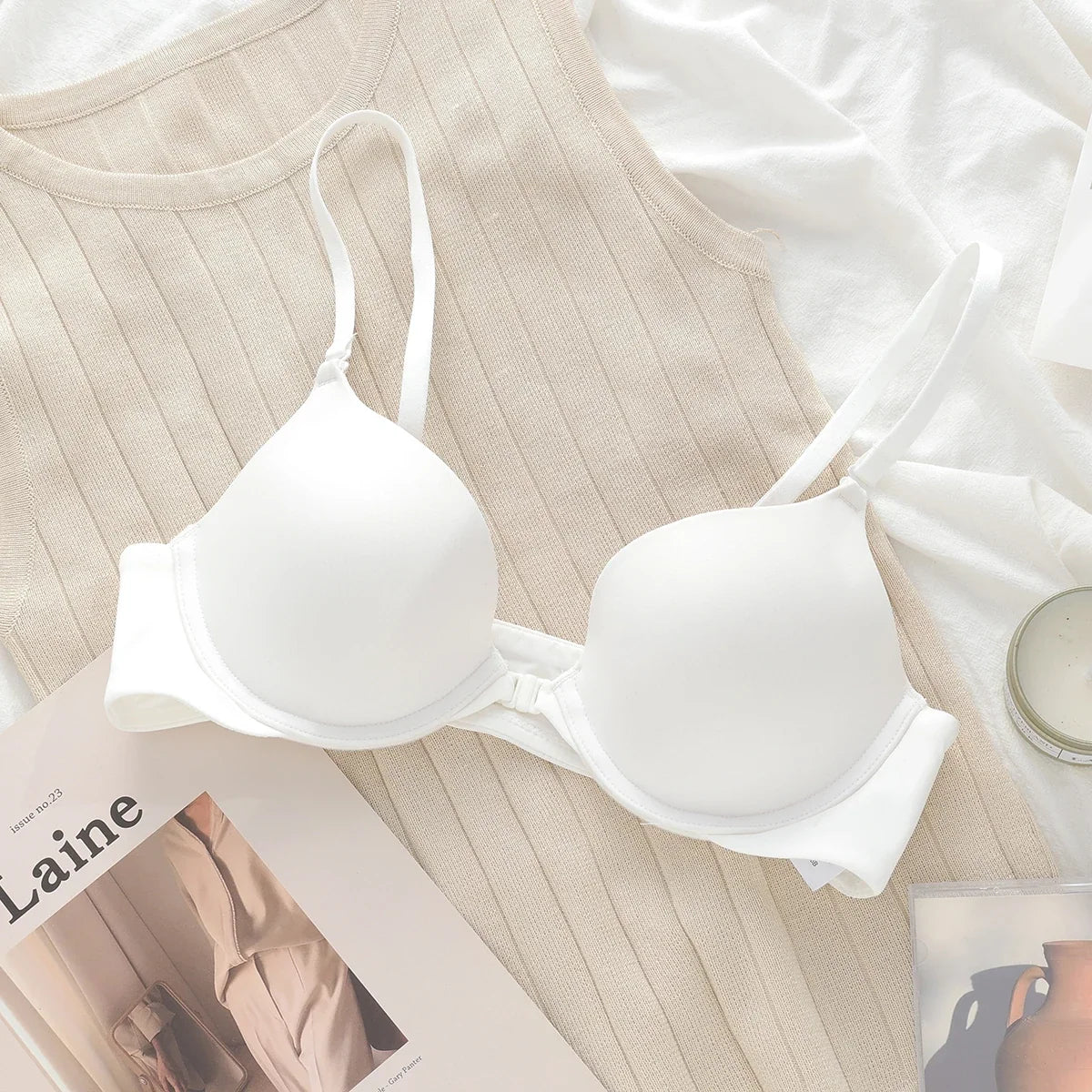 Sexy Front Buckle Push Up Bra For Women Underwear Adjustable Underwie Deep V Seamless Brassiere Cotton Comfortable Lingerie