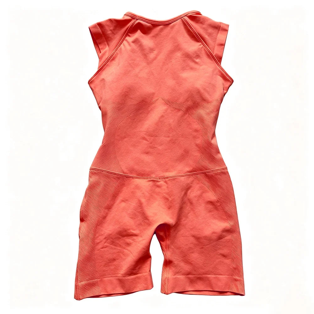 Flutter Sleeve One Piece Yoga Set Women Backless Yoga Enterito Gym Set Seamless Sports Jumpsuit Bodysuit Workout Shorts Romper