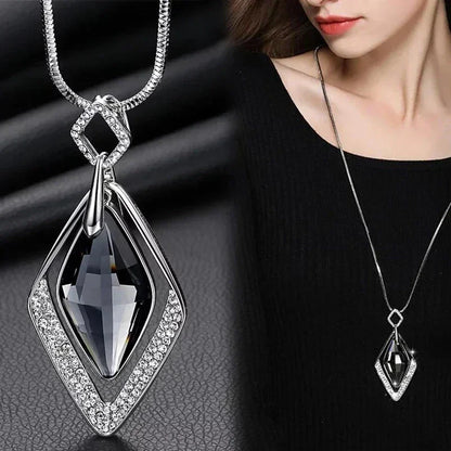 New Arrival Long Necklaces for Women 2024 Fashion Gray Crystal Choker Collier Femme Statement Necklaces &amp; Pendants Accessories