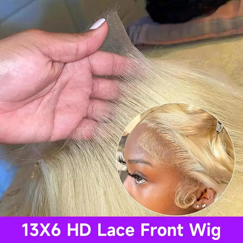 Silky 613 Blonde Bone Straight Human Hair Wig Dual 13x4&amp;13x6 Invisible HD Lace Super Long Lengths