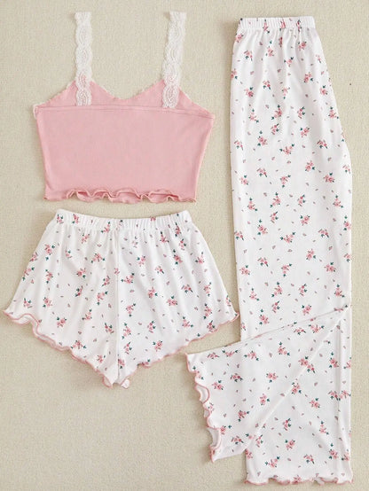 Three Piece Pajamas Set Women&