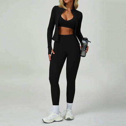 2/3-Piece Activewear Set – Sports Bra &amp; High Waist Leggings