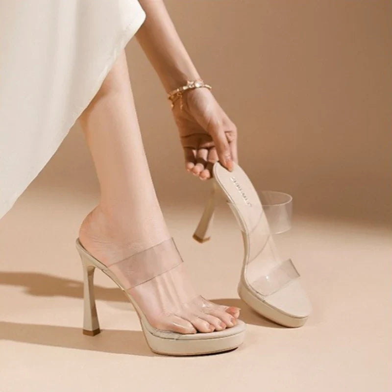 Transparent Crystal High Heel Sandals Women&