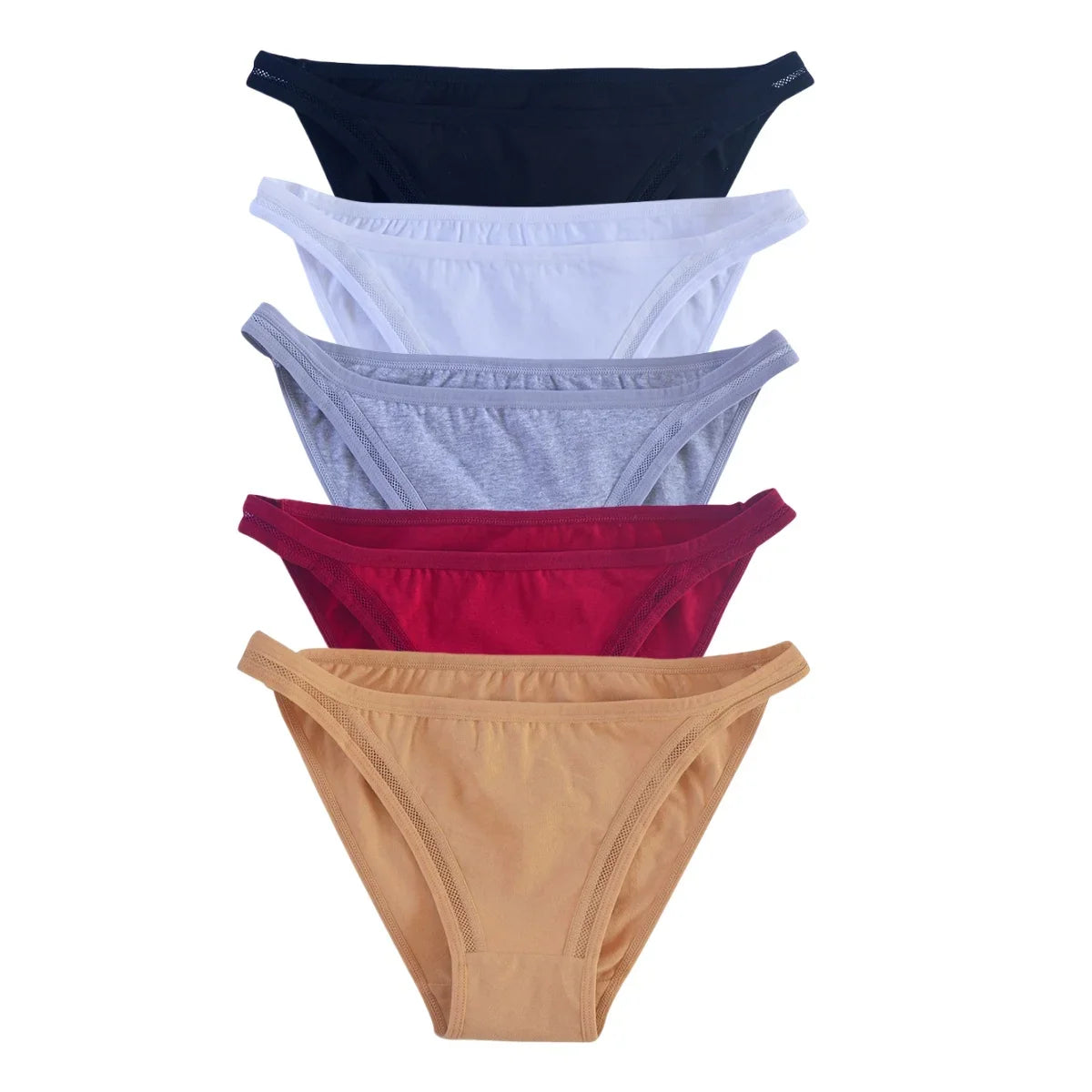 5Pcs/Set Cotton Panties Women Low Rise Briefs Solid Color Underwear Comfort Breathable Underpants M-XL Sexy Lingerie
