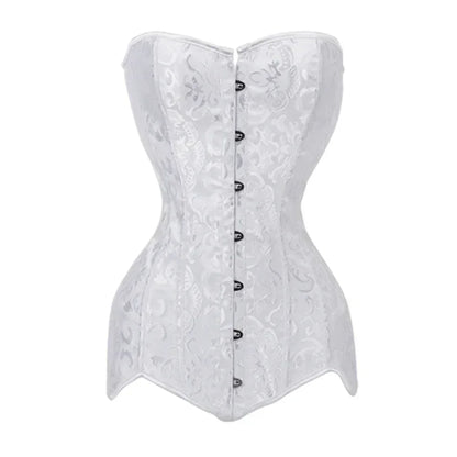 White Bridal Corselet Long Torso Waist Training Corset Lingrie Bones Overbust Hourglass Body Shaper Corset Size XS-6XL 942