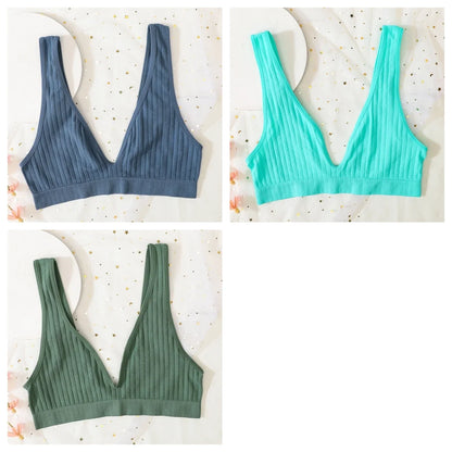 3pcs/lot Seamless Bra Push Up Bras For Women Deep V-neck Bralette Sexy Lingerie Female Low Back Sleep Underwear Unlined Crop Top