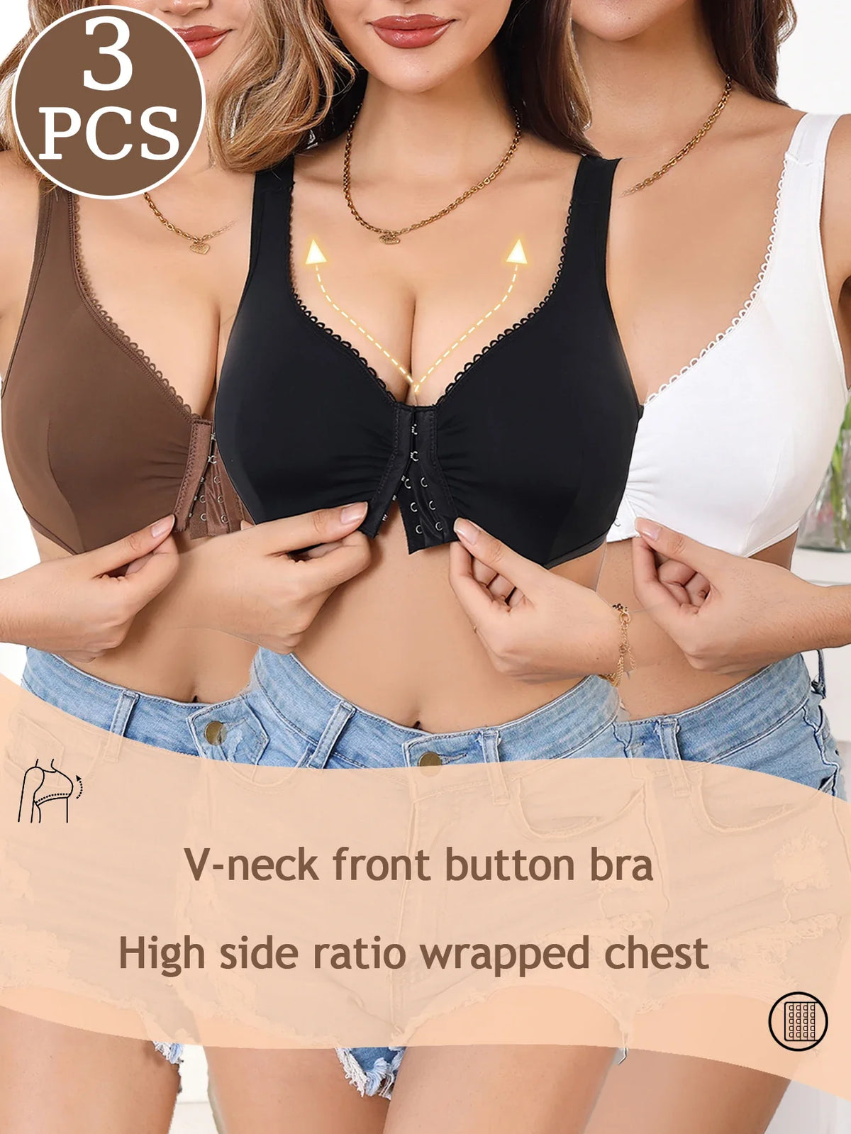 3Pcs/Set Summer Solid Wireless Women&