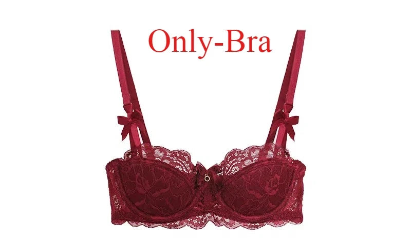 Modest French Pure Desire Bralette AB Cup Full Coverage Lace Bra &amp; Set Small Bust Push Up Wireless for Chubby Girl Bow Plus Size