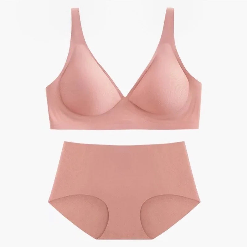 Women Push-Up Bra And Panties Set Non-wire Brassiere Low Waist Briefs Sexy Lingerie Women&