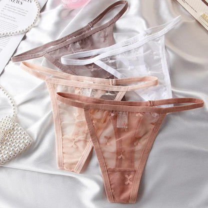 Lace Women Panties G String Sexy Thong Seamless Underwear T Back Transparent Low Waist Girls Briefs Underpants Plus Size S-XL