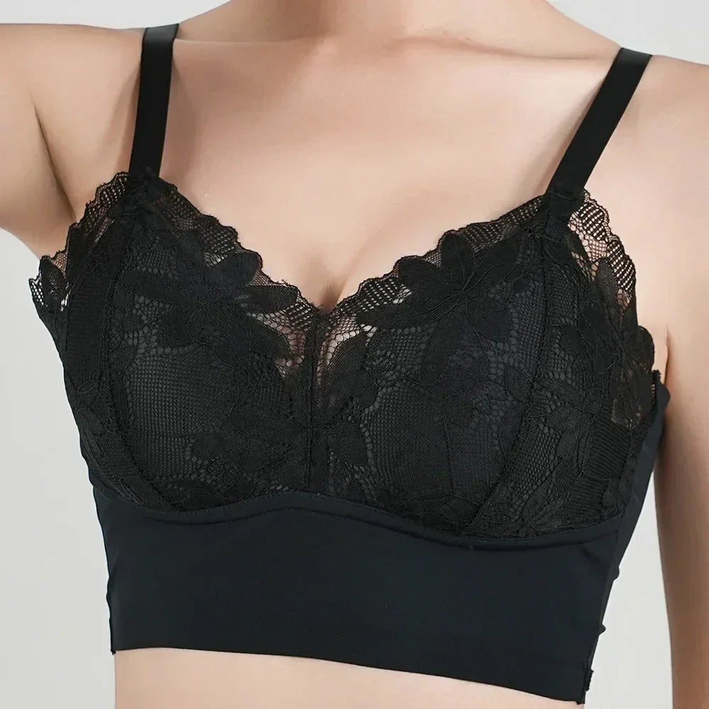 Hot Full Cup Thin Underwear Small Bra Plus Size Wireless Adjustable Lace Women&