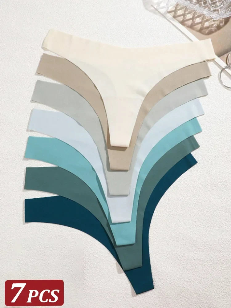 7-Piece Seamless Ice Silk Panties Set for Women