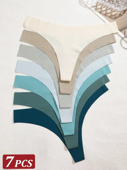 7-Piece Seamless Ice Silk Panties Set for Women