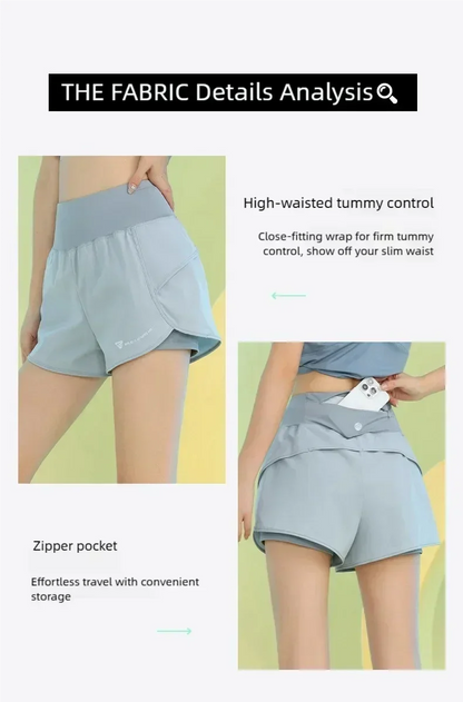 PHIGEER Yoga Shorts for Women Lightweight Gym Cycling Workout Shorts with Pocket Breathable Running Sweatpants Athletic Clothes