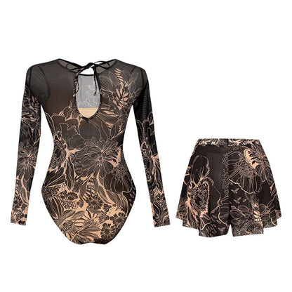Long Sleeve Swimsuit Women Swimwear 2026 Sexy Bikinis Female Biquini Patchwork Swim Suits Print Surf Bodysuit Beachwear