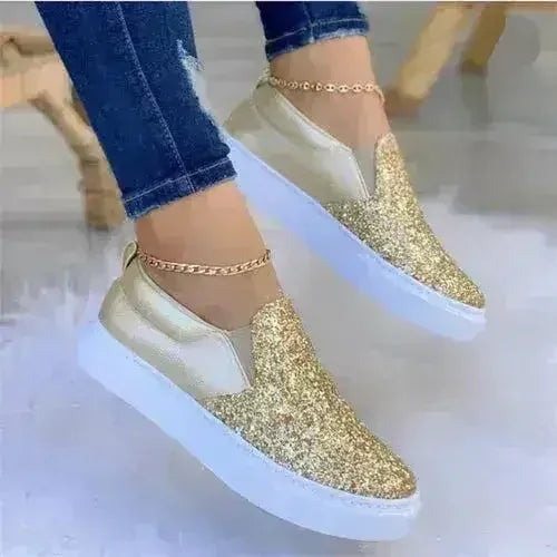 Glitter Moccasin Loafers for Women – Rose Gold, Black &amp; Gold Styles