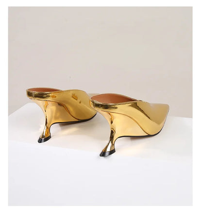 Design Fashion Platform Wedges High Heels Mule Women Slippers Concise Shallow Pointed Toe Party Dress Ladies Shoes 2026