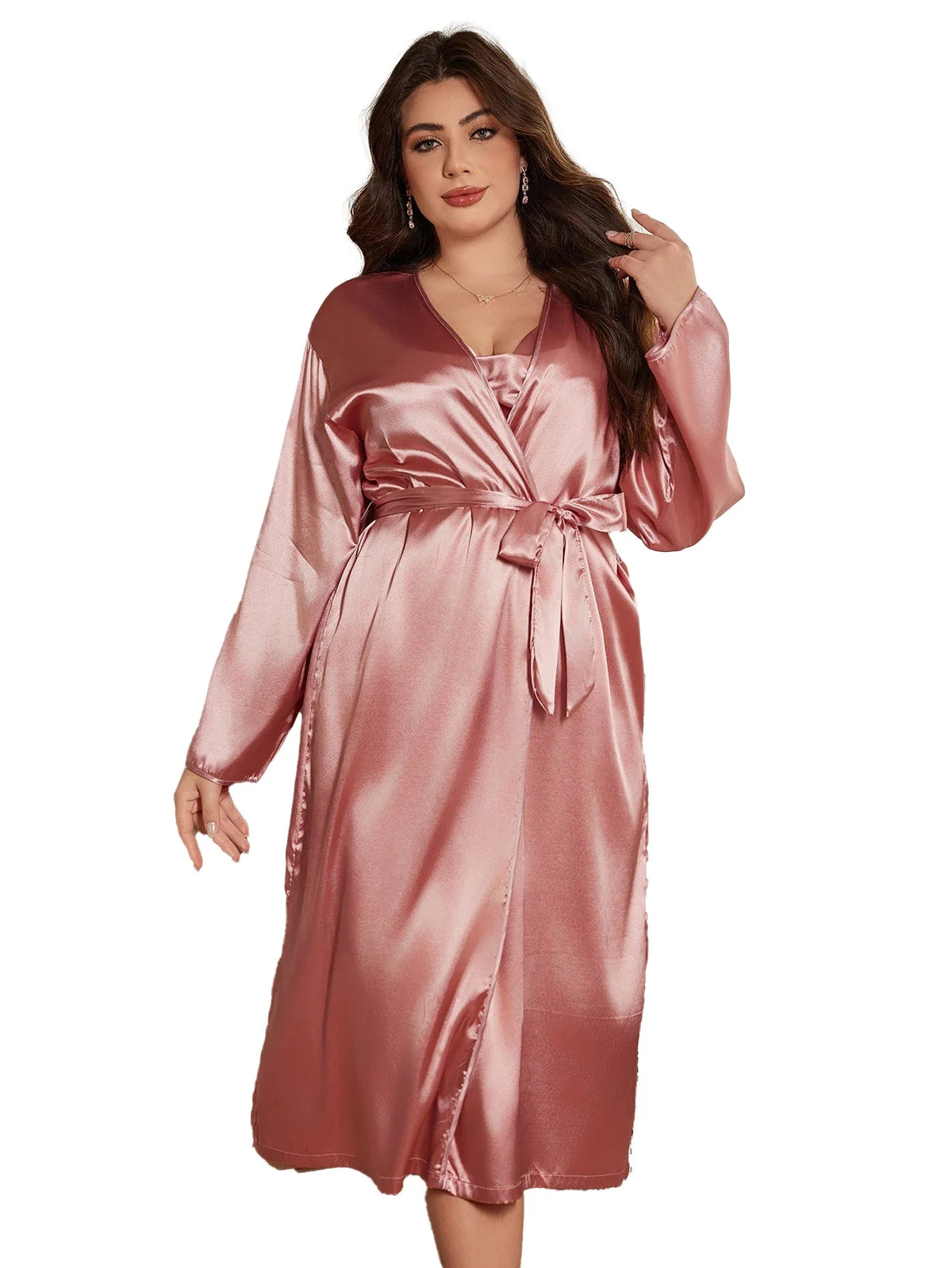 Noble and elegant solid color fashionable Robe autumn and winter Plus Size women&