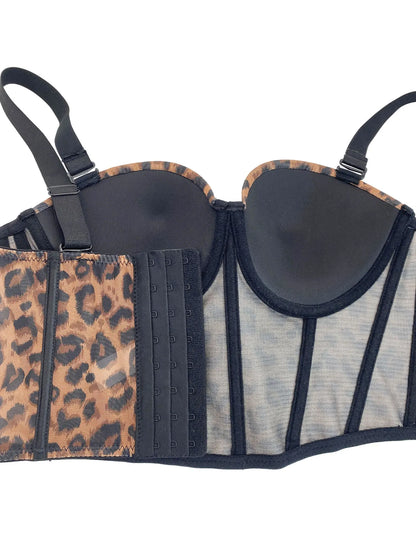 Fishbone Corset Cross-Border European and American Leopard Print Spicy Girl Tank Top Sexy Inner Wear Camisole High-End Outerwear Bra