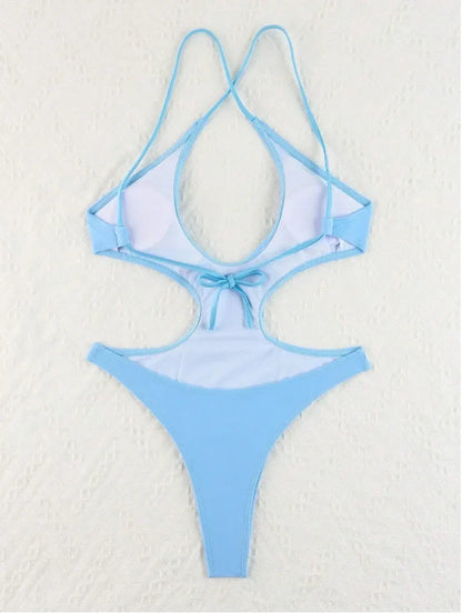 DEKA Vintage Plus Size Solid Sexy Bikini Set Women One Piece Swimwear Tummy Control Swimsuit Bathing Suit Beachwear