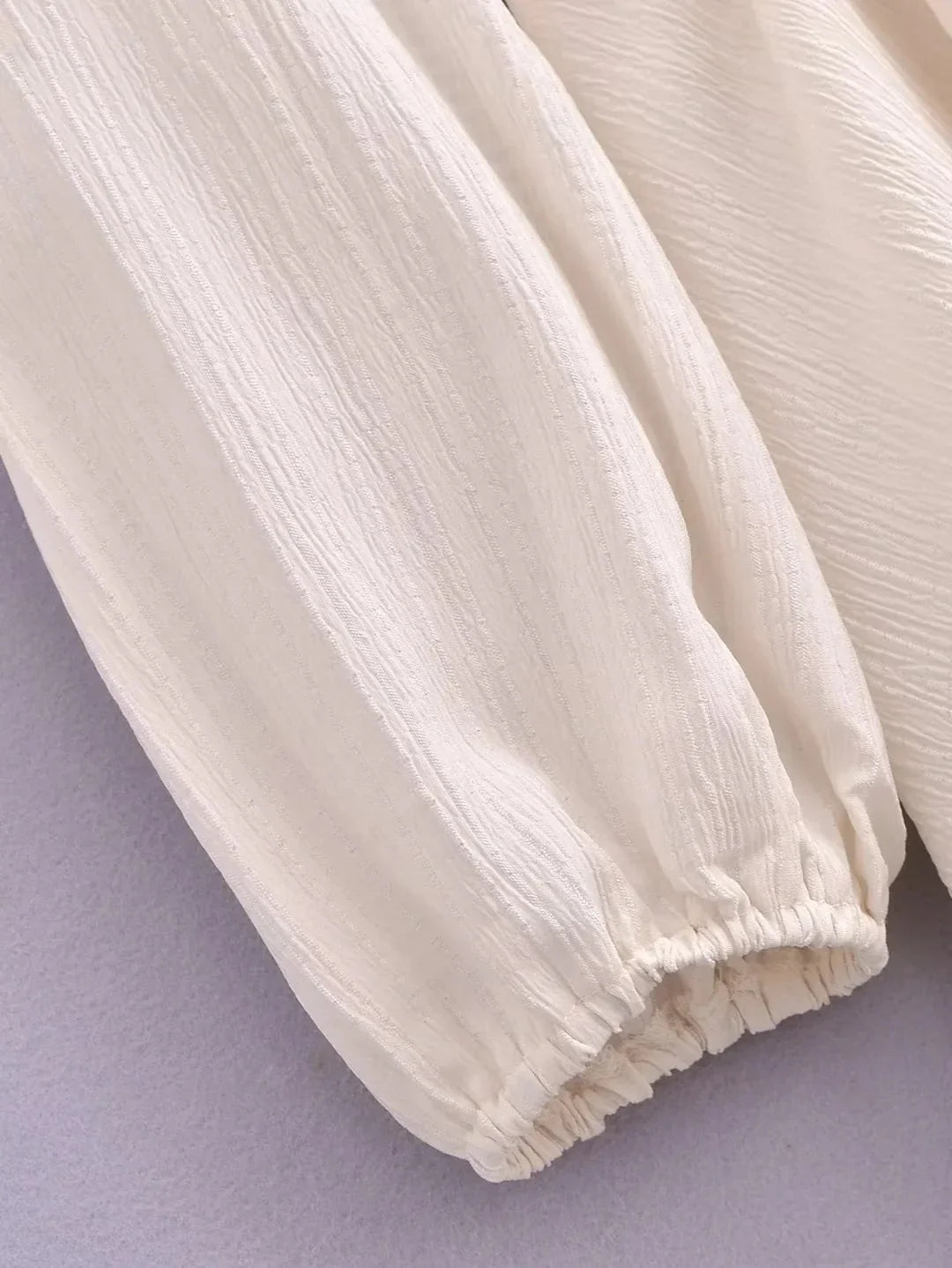 Foridol Ruffles Tierred Beige Lantern Sleeve Women&