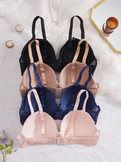 4Pcs Daily Plus Size Floral Lace Women&