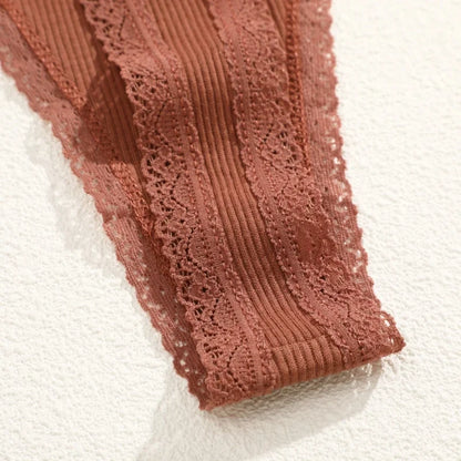 Comfortable Cotton Lace G-String Panties for Women