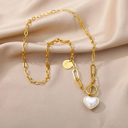 316L Stainless Steel Multilayer Heart Necklace For Women Girls Goth Gold Color Clavicle Chain Charm Choker Jewelry Birthday Gift