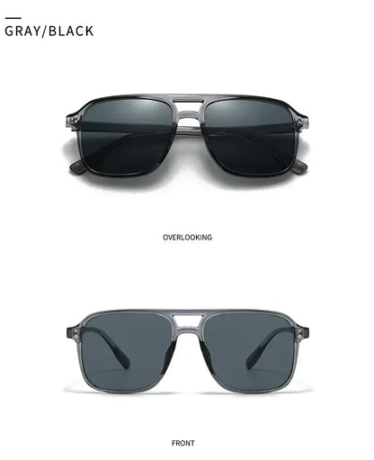 SO&amp;EI Fashion Double Bridges Square Rivets Women Sunglasses Retro Men Gradient Shades UV400 Sun Glasses