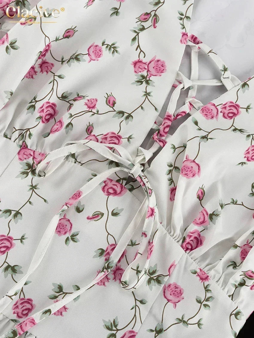 Clacive Summer Slim Print Women&