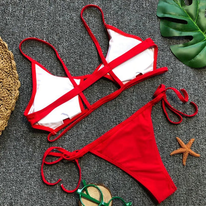 DEKA Sexy Tiny Brazilian Bikini Set Female Swimwear Women G-String Swimsuit Briefs Micro Mini Thong Panties Underwear Tanga