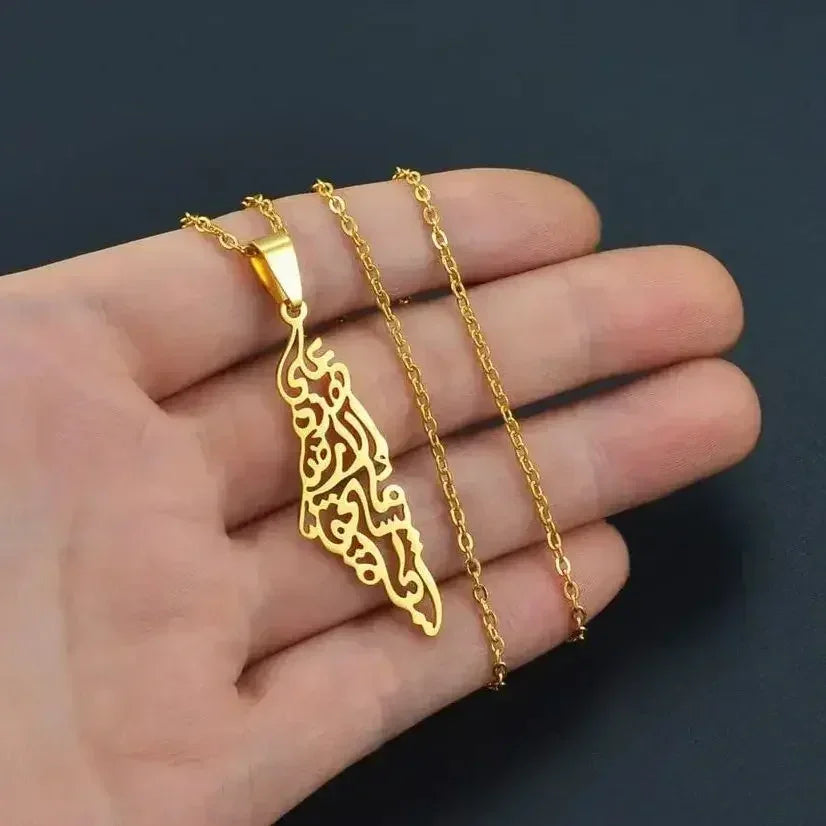 Palestine Map Necklace - Stainless Steel Pendant - Hypoallergenic &amp; Dainty