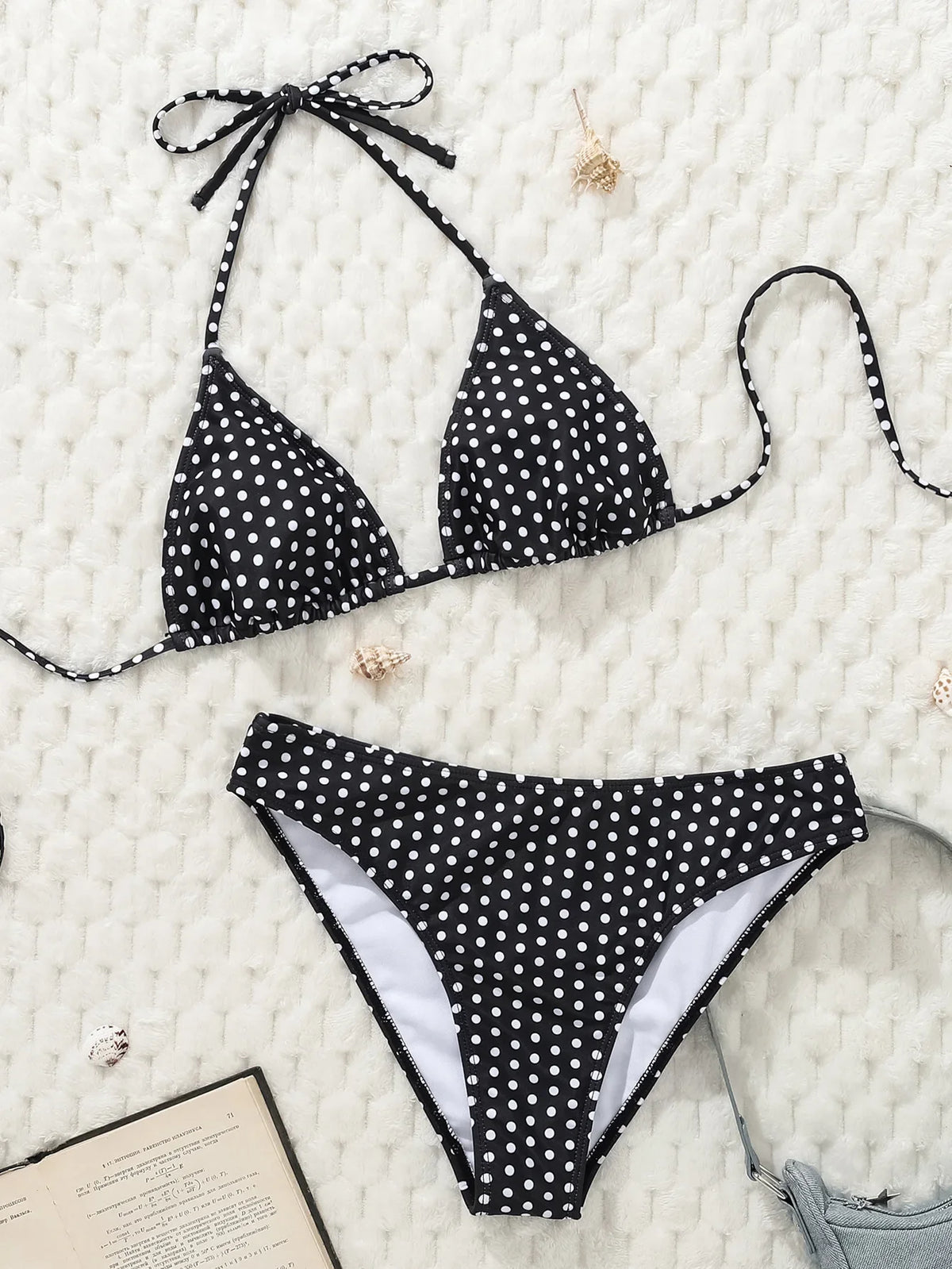 New Dot Print Bikini Set Retro High Waisted Swimsuit Women Adjustable String Tie Two Piece Bathing Suit for Beach