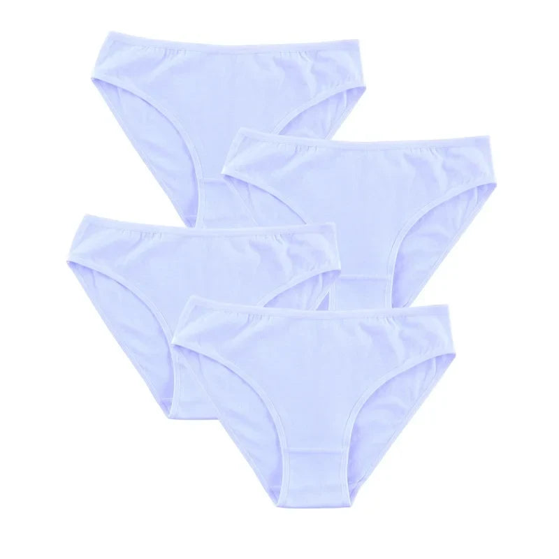 4Pcs/Set Cotton Panties Women Solid Color Underwear Female Underpants Sexy Lingerie M-XL Comfort Soft Briefs Intimates