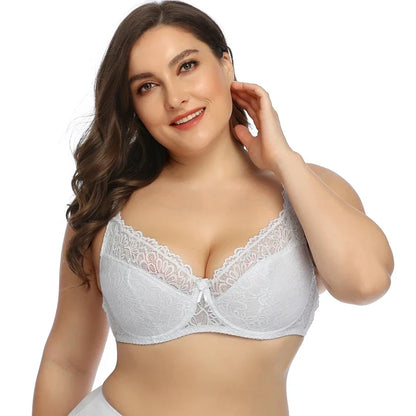 Plain Lace Bra for Woman Plus Size Bra with Wire no Foam Full Cup Lingerie 34E 36E 38D 38E 40D 40E 42D 42E 44E 46E 48E-6003