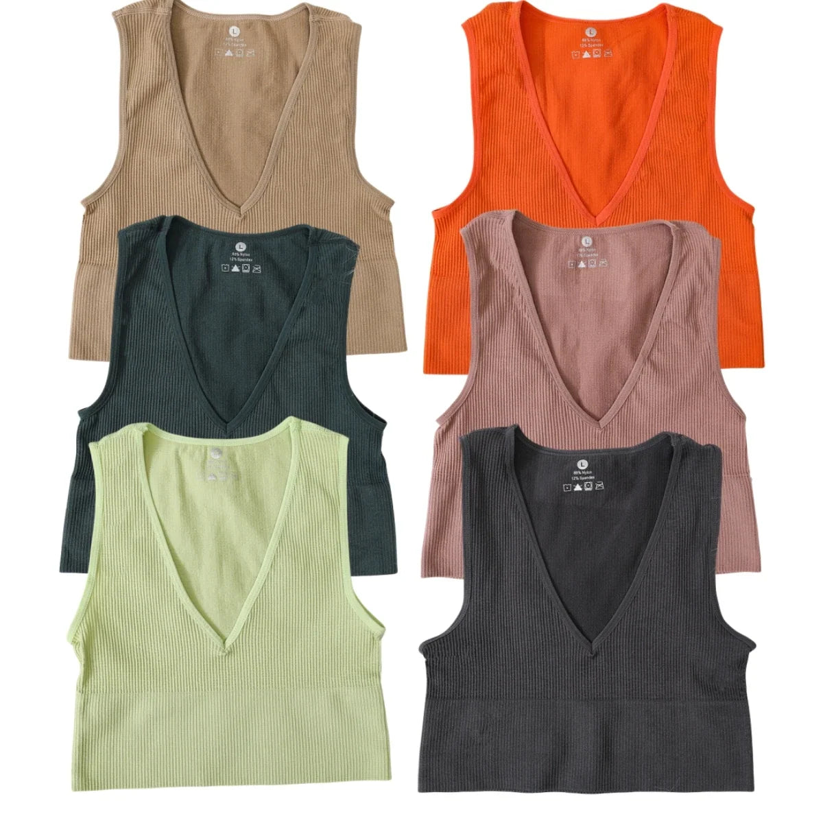 Women Crop Top Sports Bras Sexy Tank Top Female Seamless Underwear V-Neck Camisole Sexy Lingerie Solid Color Vest Top M-XL