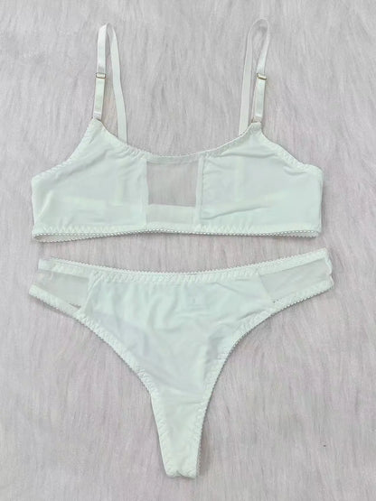 Ladies Smooth Comfortable Thin Underwear Women Sexy Nightwear Inner Solid Color Sleep Underwear Bra Set