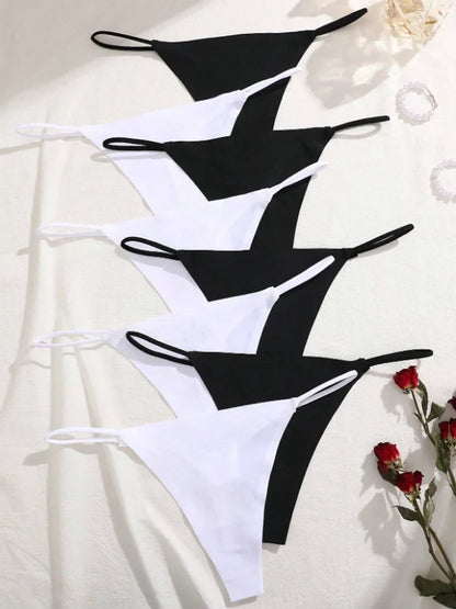 8Pcs/Set Seamless Thong Women Invisible Thin Strap Low Waist High Stretch Flexibility Panties Sexy Underwear Briefs T-back